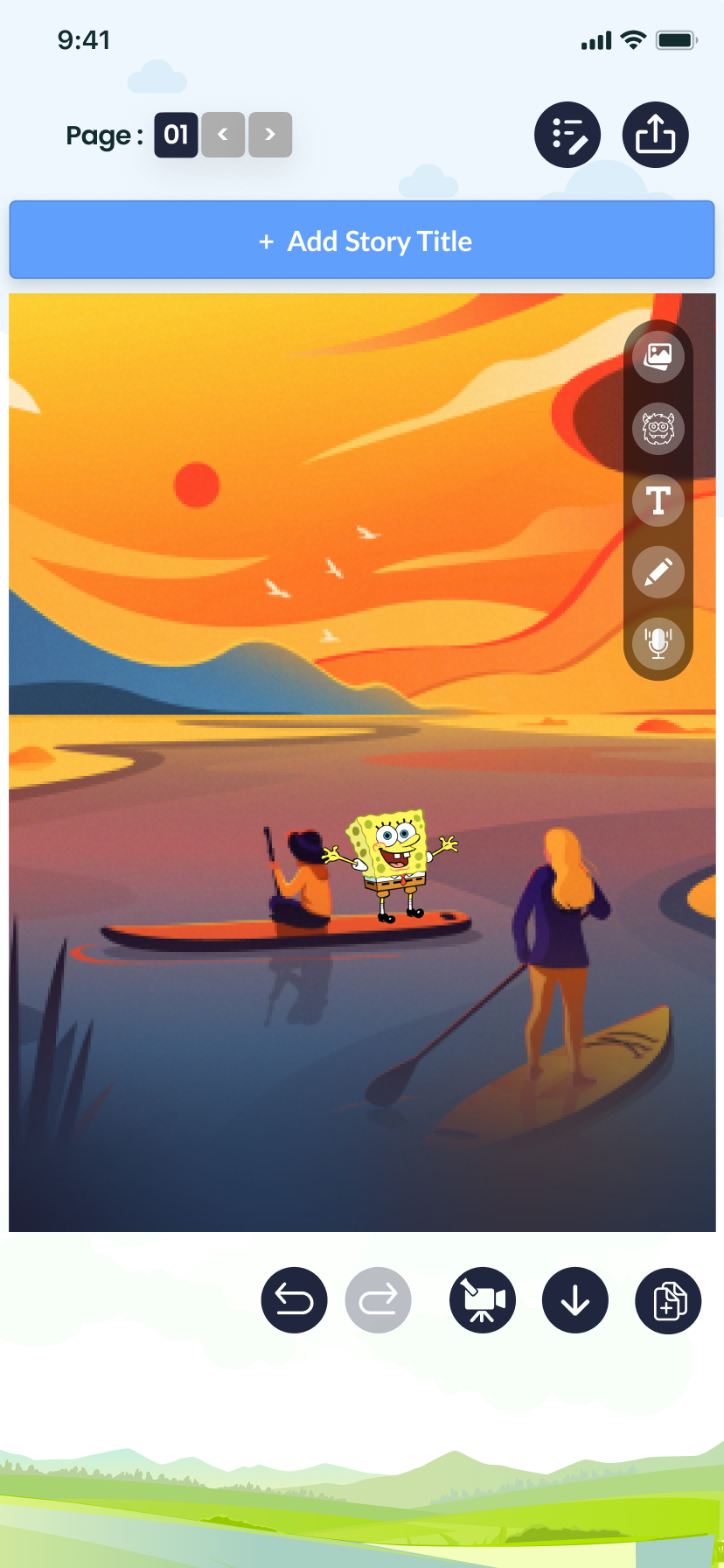 Editor with a character placed and resized on the scene