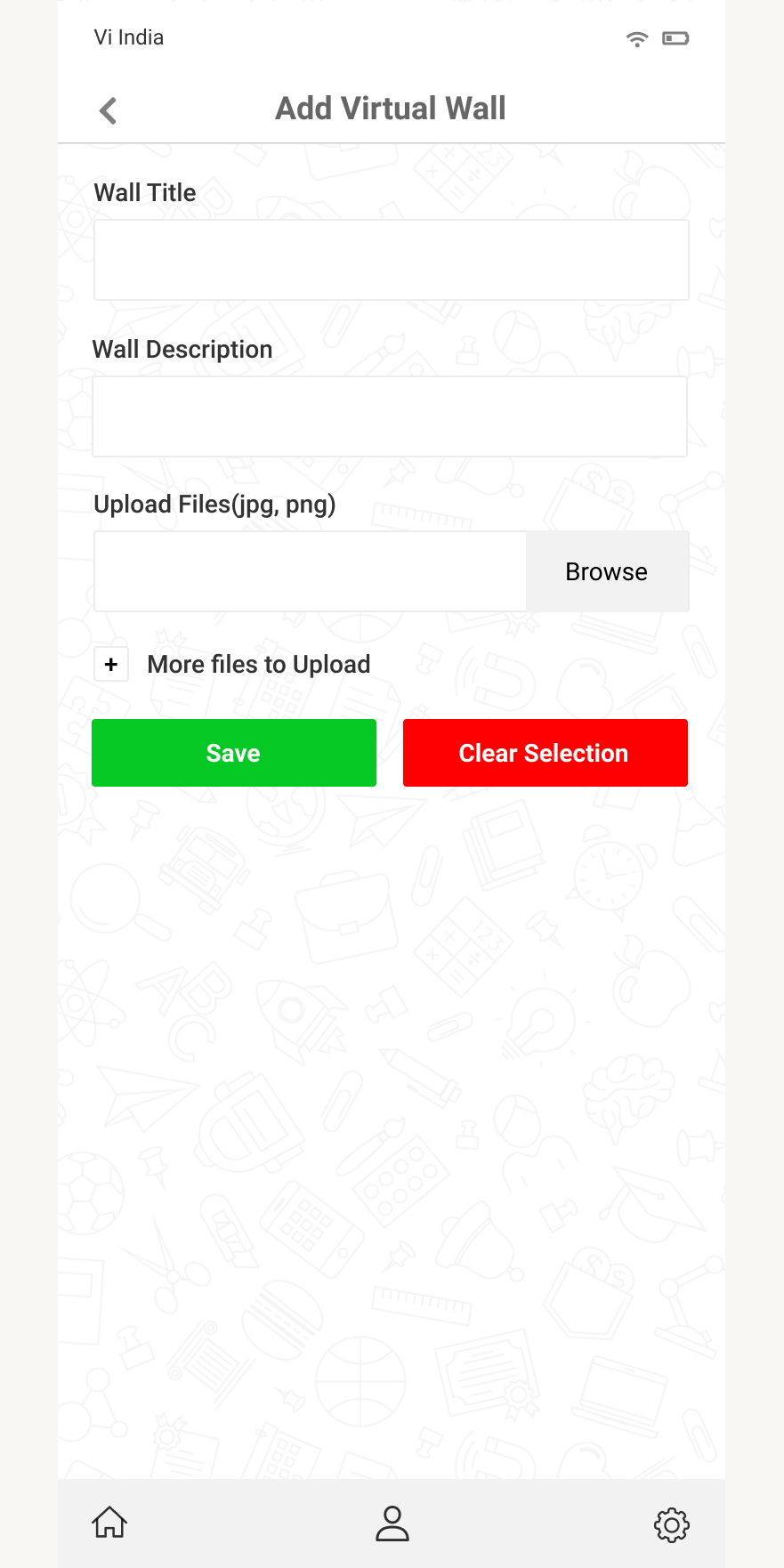 Add Virtual Wall form with title, description and image uploads
