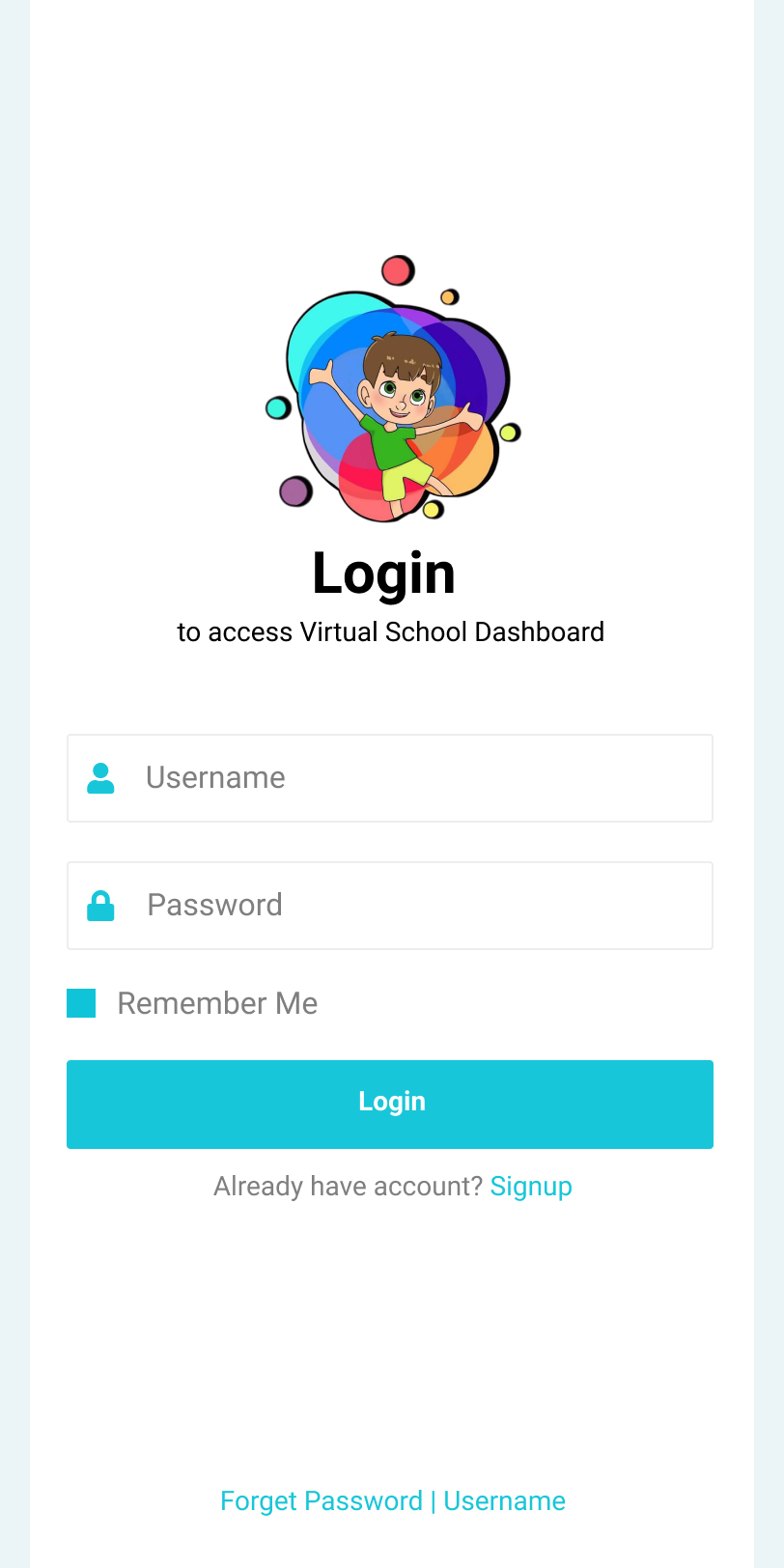 Login screen with Remember Me toggle and combined recovery link