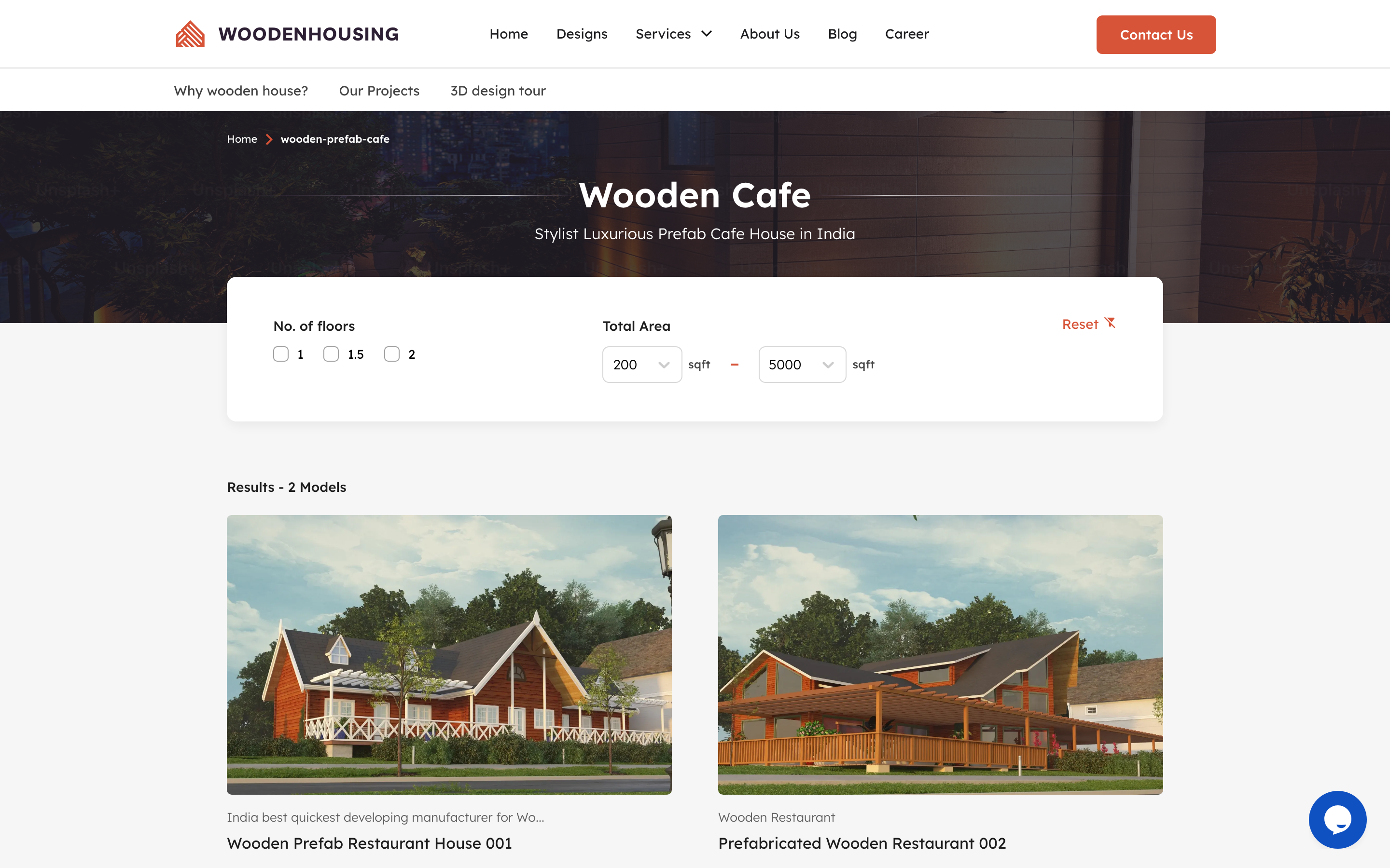 Wooden Prefab Cafe listing with the bedrooms filter removed
